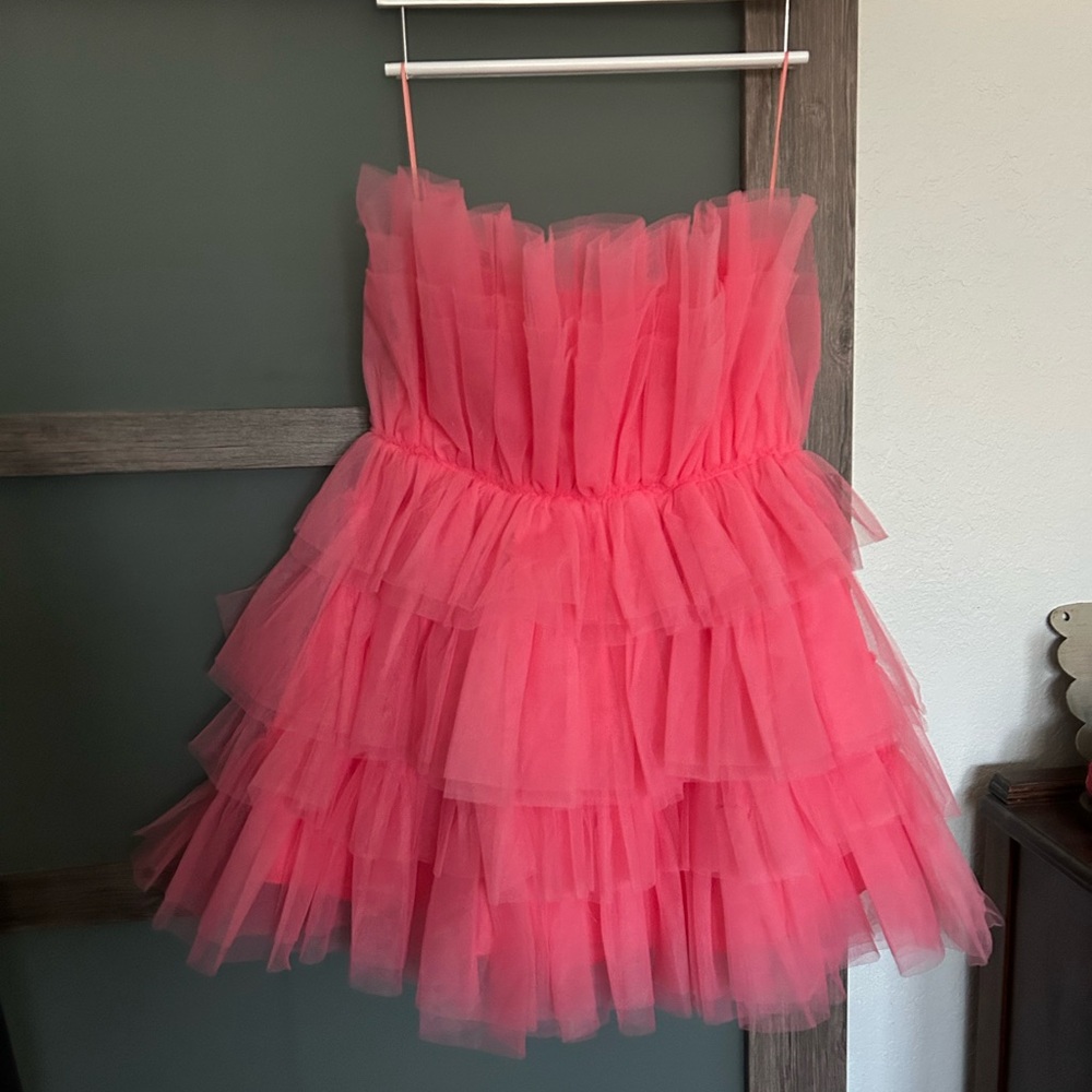 NWT Mable | Pink Tulle Layered Mini Dress-Size L - Picture 2 of 6